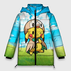 Куртка зимняя женская Пикачу совенок, цвет: 3D-черный