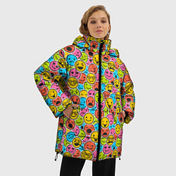 Куртка зимняя женская Смайлики, цвет: 3D-черный — фото 2