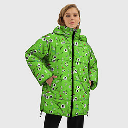 Куртка зимняя женская Мультяшные Лица, цвет: 3D-черный — фото 2