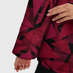 Куртка зимняя женская Красный комбинированный узор, цвет: 3D-черный — фото 2