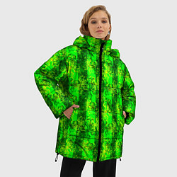 Куртка зимняя женская Неоновый полосатый узор, цвет: 3D-черный — фото 2