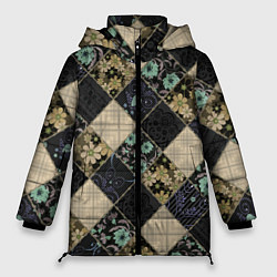 Куртка зимняя женская Лоскутное шитье, цвет: 3D-черный