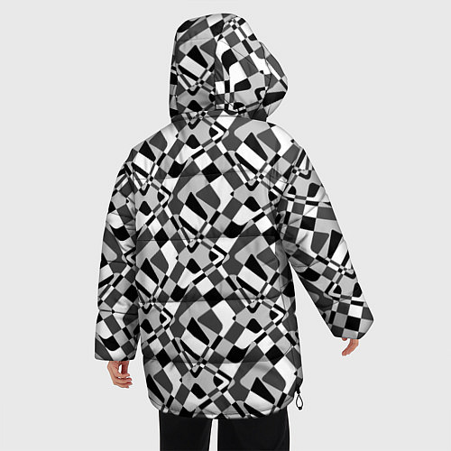 Женская зимняя куртка Черно-белый абстрактный узор / 3D-Черный – фото 4
