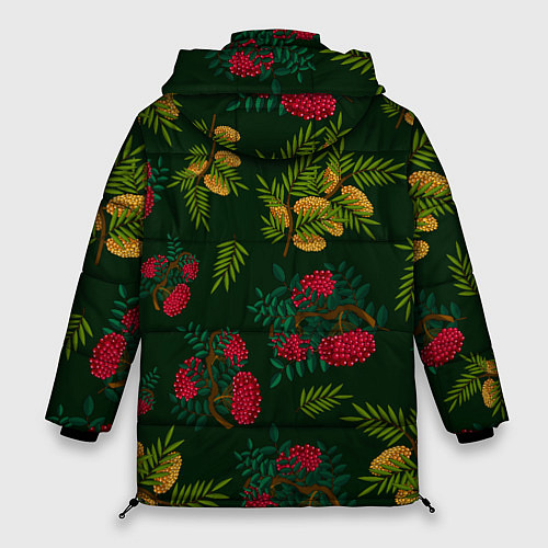 Женская зимняя куртка Ветки рябины и облепихи / 3D-Красный – фото 2