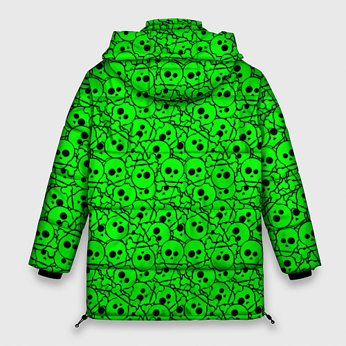 Женская зимняя куртка Черепа на кислотно-зеленом фоне / 3D-Красный – фото 2