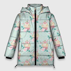 Куртка зимняя женская Милые Единороги - девочки, цвет: 3D-черный