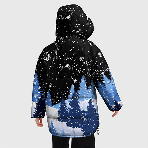 Женская зимняя куртка Снежная ночь в зимнем лесу / 3D-Черный – фото 4