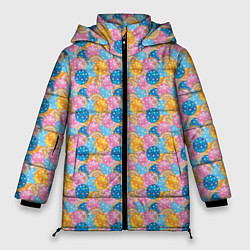 Куртка зимняя женская Новогодние Ёлочные Шары, цвет: 3D-черный