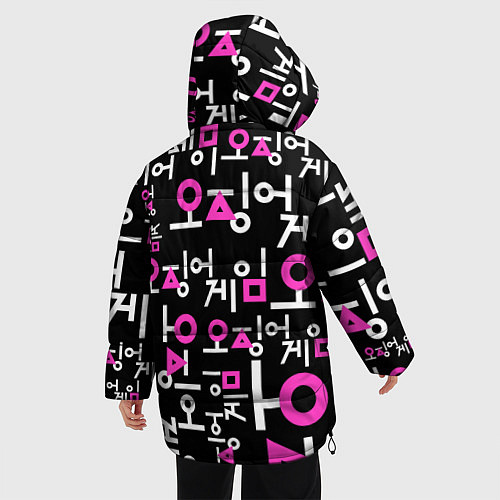 Женская зимняя куртка Игра в кальмара лого узор / 3D-Черный – фото 4