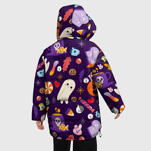 Женская зимняя куртка HALLOWEEN BTS BT21 PATTERN БТ21 БТС ХЕЛЛОУИН / 3D-Черный – фото 4