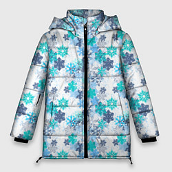 Куртка зимняя женская Зимние Снежные Узоры, цвет: 3D-черный