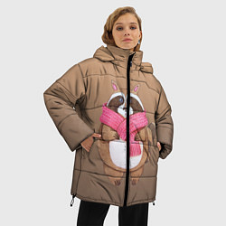 Куртка зимняя женская Акварельный енотик, цвет: 3D-черный — фото 2