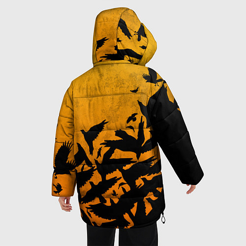 Женская зимняя куртка ВОРОНЫ ХЕЛЛОУИН CROWS HALLOWEEN / 3D-Черный – фото 4