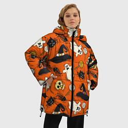 Куртка зимняя женская Хэллоуинские шалости, цвет: 3D-светло-серый — фото 2
