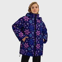 Куртка зимняя женская Ночные Снежинки, цвет: 3D-черный — фото 2