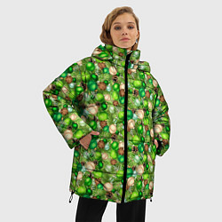 Куртка зимняя женская Новогодние Игрушки украшения, цвет: 3D-черный — фото 2