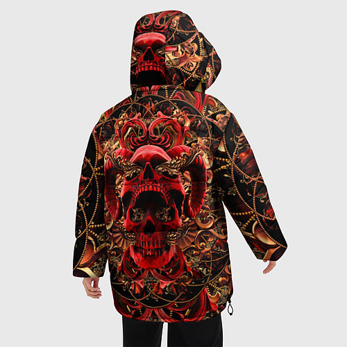 Женская зимняя куртка Череп красного демона / 3D-Черный – фото 4
