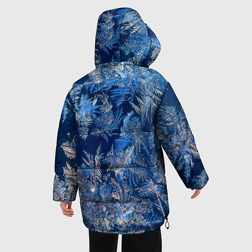 Женская зимняя куртка Снежинки макро snowflakes macro / 3D-Черный – фото 4