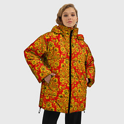 Куртка зимняя женская Хохломские узоры, цвет: 3D-светло-серый — фото 2