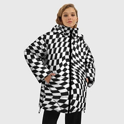 Куртка зимняя женская Черно-белая клетка Black and white squares, цвет: 3D-черный — фото 2