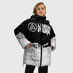 Куртка зимняя женская Линкин Парк Лого Рок ЧБ Linkin Park Rock, цвет: 3D-черный — фото 2
