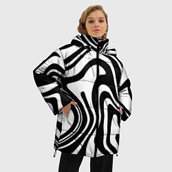 Куртка зимняя женская Черно-белые полосы Black and white stripes, цвет: 3D-черный — фото 2