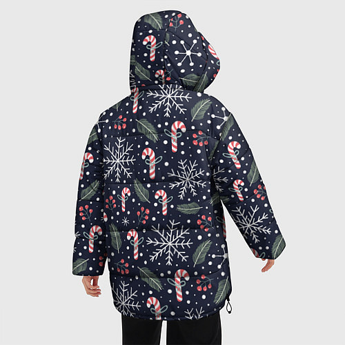 Женская зимняя куртка Паттерн с веточками / 3D-Черный – фото 4