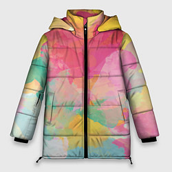 Куртка зимняя женская Радужная акварель, цвет: 3D-черный