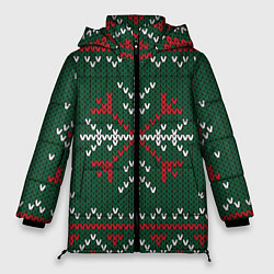Куртка зимняя женская Knitted Snowflake Pattern, цвет: 3D-красный