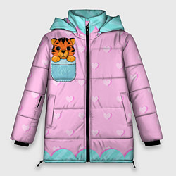Куртка зимняя женская Маленький тигр в кармане, цвет: 3D-красный