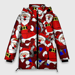 Куртка зимняя женская Толпа Дедов Морозов, цвет: 3D-красный