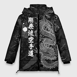 Куртка зимняя женская Токийский Дракон Иероглифы Dragon Japan, цвет: 3D-светло-серый