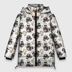 Куртка зимняя женская Собака Мопс Pug, цвет: 3D-светло-серый