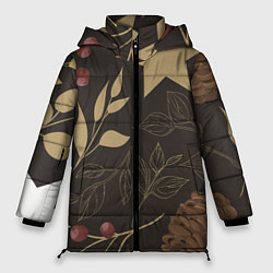 Куртка зимняя женская Новогоднее Настроение Лес, цвет: 3D-красный