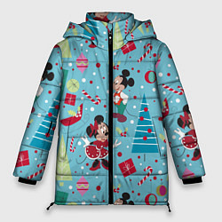 Куртка зимняя женская Mickey and Minnie pattern, цвет: 3D-черный