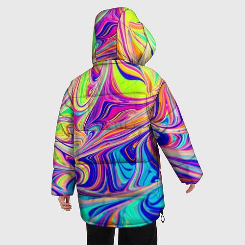 Женская зимняя куртка Аномально яркие цветные разводы / 3D-Черный – фото 4