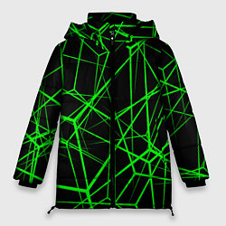 Женская зимняя куртка Зеленые Полигоны Матрица