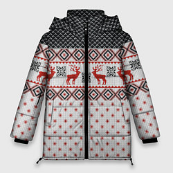 Куртка зимняя женская НОВОГОДНИЙ УЗОР, цвет: 3D-светло-серый