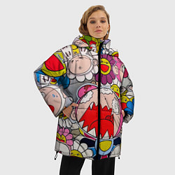 Куртка зимняя женская Takashi Murakami кричащий арт, цвет: 3D-светло-серый — фото 2