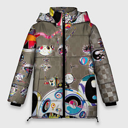Куртка зимняя женская Takashi Murakami арт с языками, цвет: 3D-черный