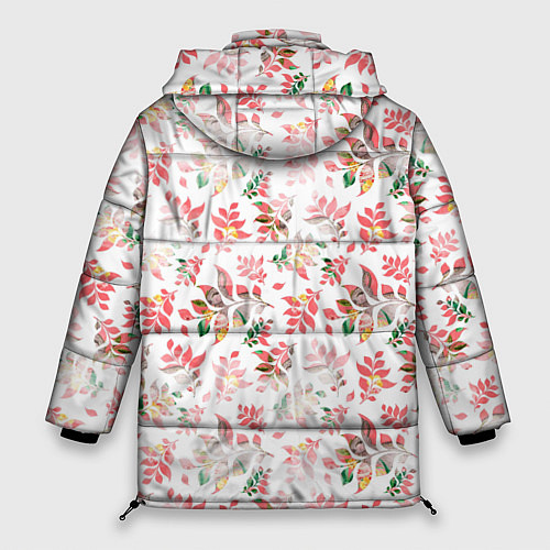 Женская зимняя куртка Узор из листьев паттерн / 3D-Красный – фото 2