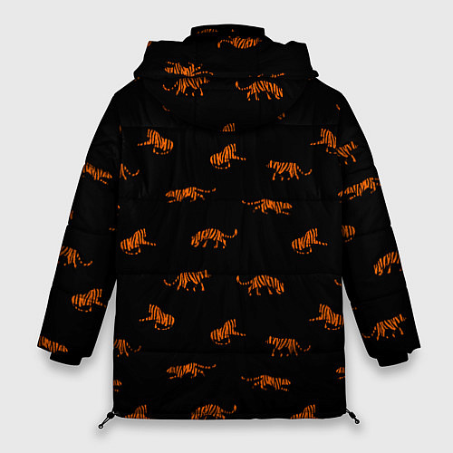 Женская зимняя куртка Тигры паттерн Tigers pattern / 3D-Красный – фото 2