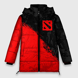 Женская зимняя куртка DOTA 2 RED LOGO, БРЫЗГИ КРАСОК