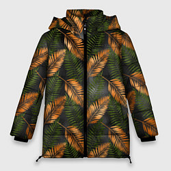 Куртка зимняя женская Африканские листья, цвет: 3D-светло-серый