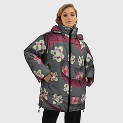 Куртка зимняя женская Спираль-flowers, цвет: 3D-черный — фото 2