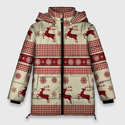 Женская зимняя куртка Вязанный узор с оленями