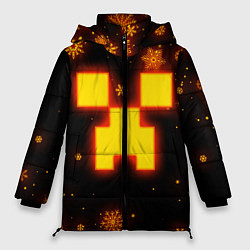 Куртка зимняя женская НОВОГОДНИЙ ОГНЕННЫЙ КРИПЕР CREEPER FIRE, цвет: 3D-красный