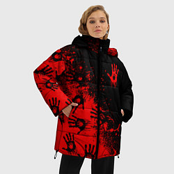 Куртка зимняя женская Death Stranding Отпечаток рук паттерн, цвет: 3D-черный — фото 2