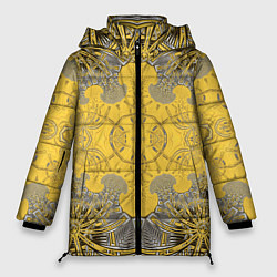 Женская зимняя куртка Коллекция Фрактальная мозаика Желтый на черном 573
