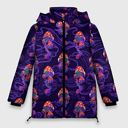 Куртка зимняя женская Грибы психоделика, цвет: 3D-светло-серый